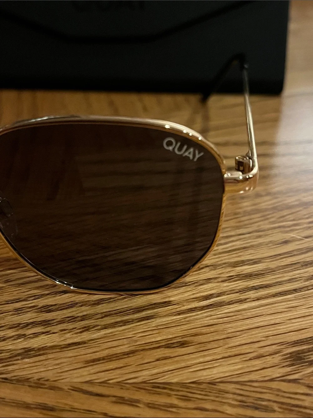 Quay Australia Gold Frame Black Lens Sunglasses